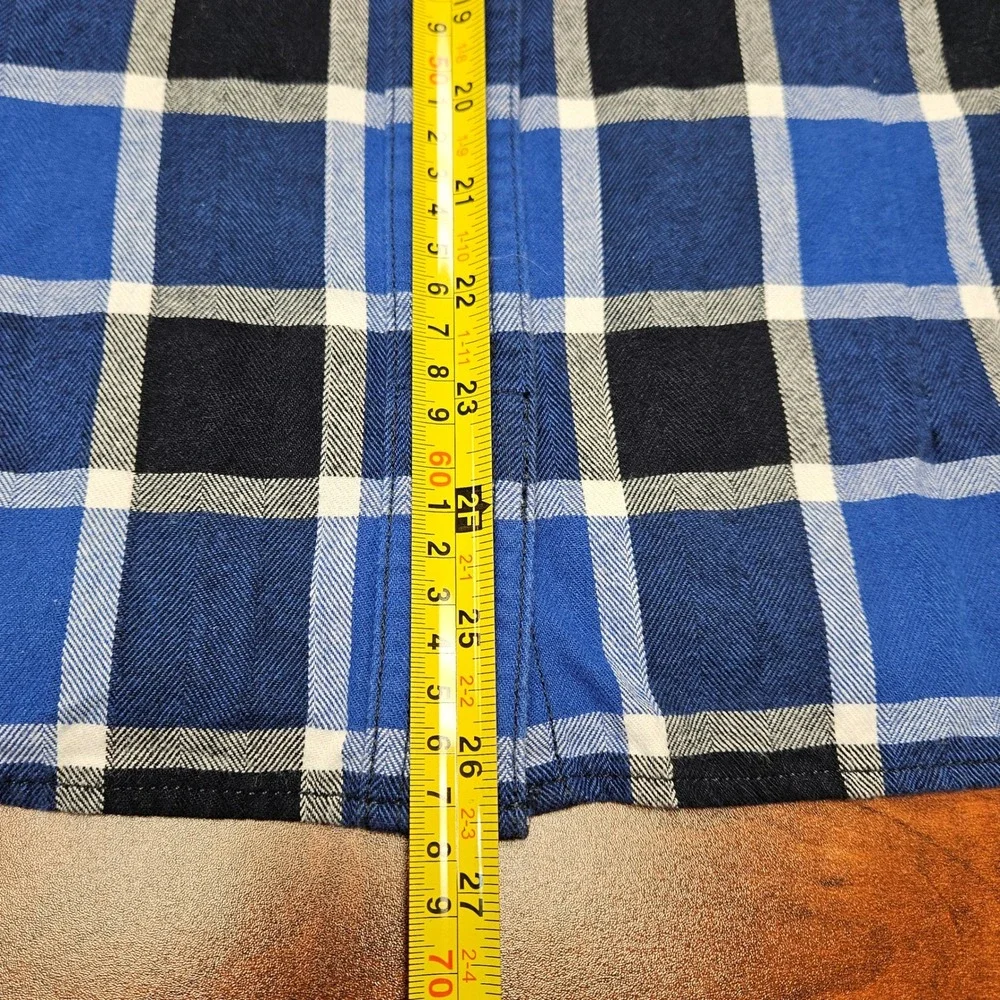 Duluth Trading Co Women's L Free Swingin Flannel Shirt Blue Black Plaid L - Picture 6 of 11